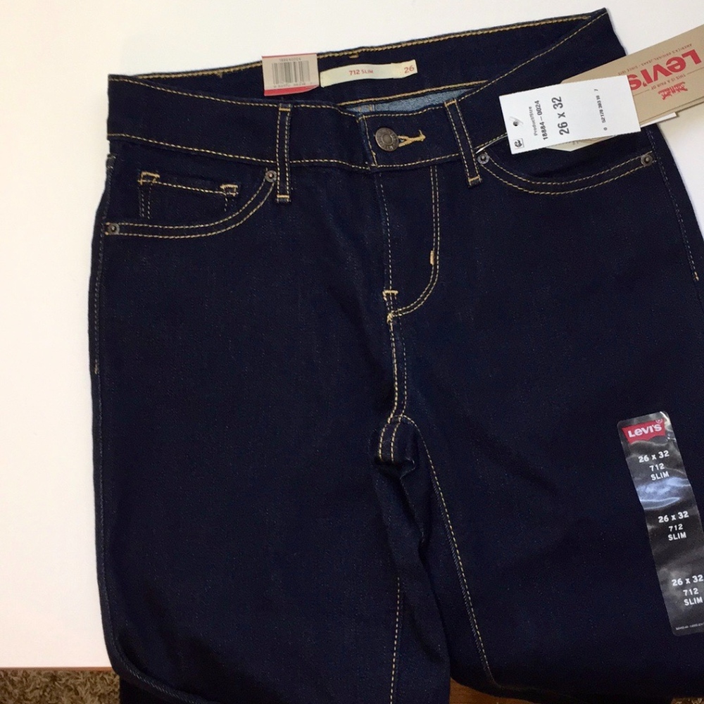 Levi's 712 Slim Mid Rise Skinny Jeans 26x32 - Picture 2 of 5